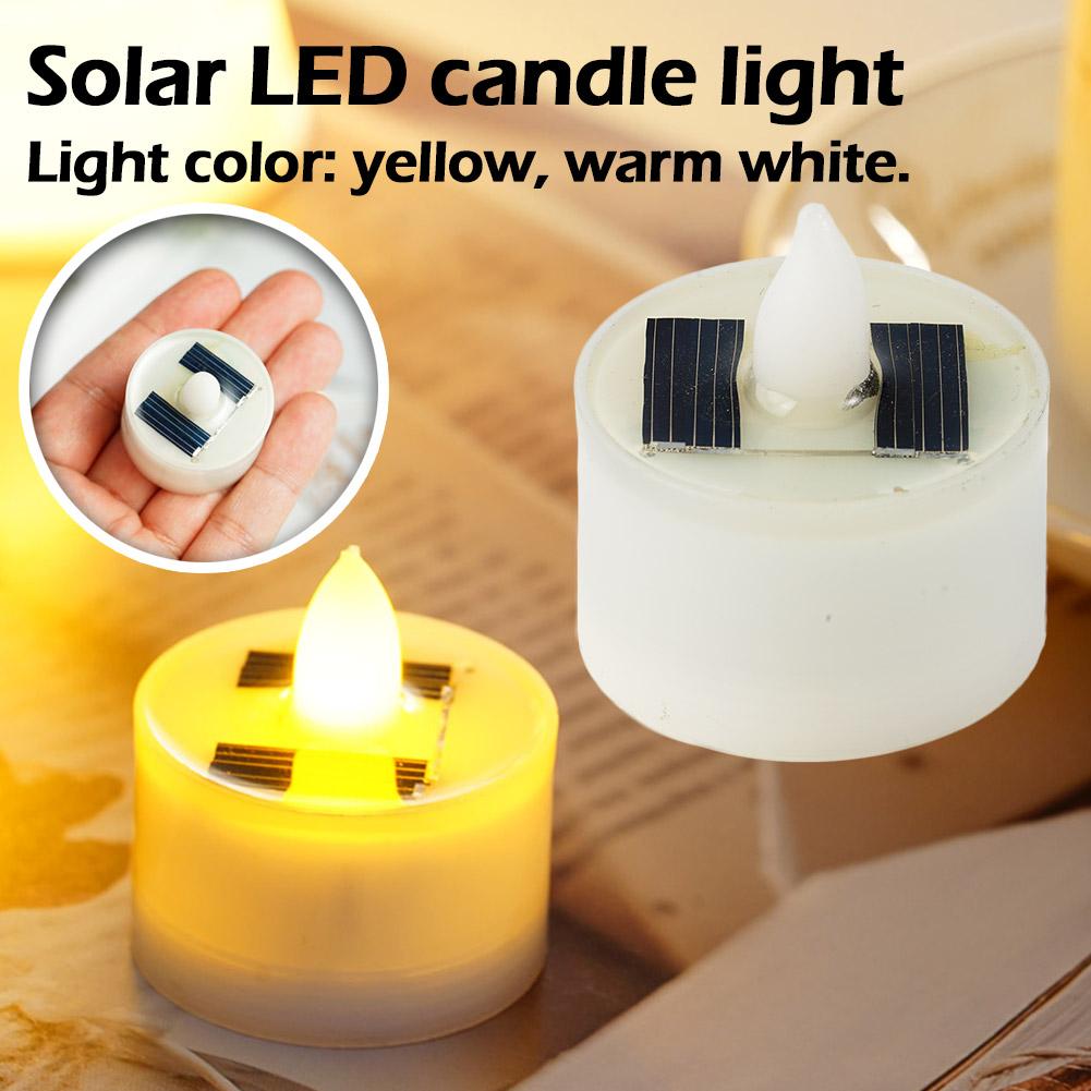 Beeswax Taper Candle - 新しいソーラーキャンドルフレームレス LED ティーライトフリッカーキャンドル暖かい光黄色光防水偽キャンドル屋外庭庭