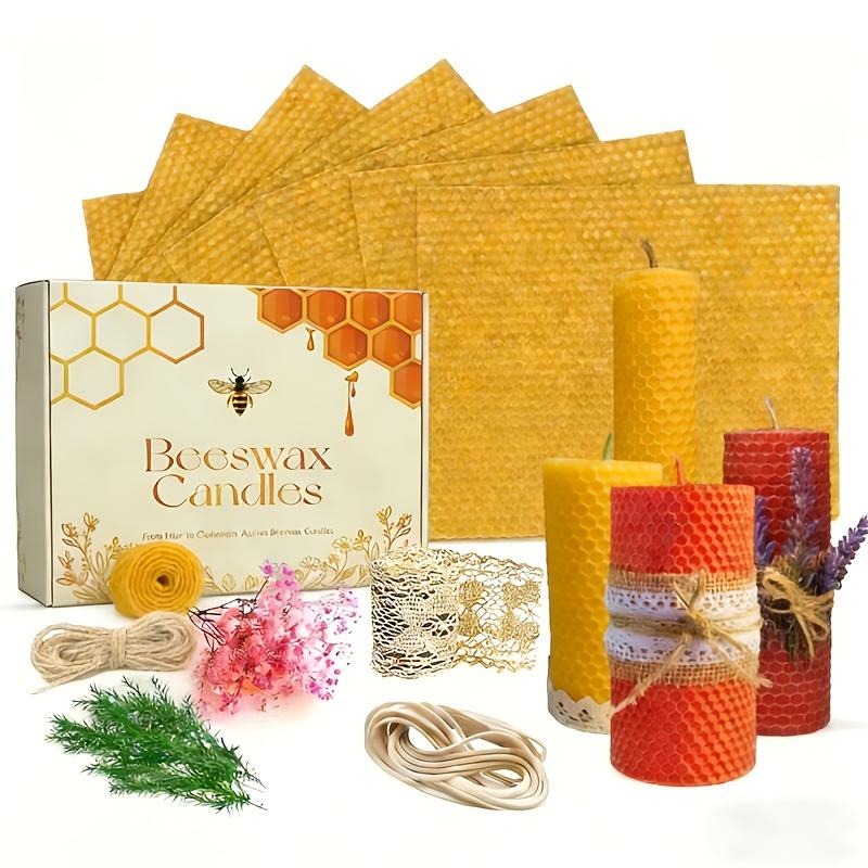 Beeswax Taper Candle - 無限のキャンドルデザイン、蜜蝋シート10枚＋ドライフラワー付き