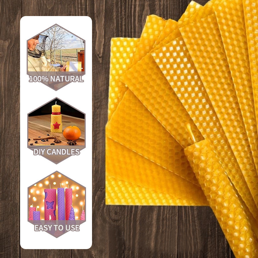 Beeswax Taper Candle - 蜜蝋テーパーキャンドル 手巻きハニカムデザイン 蜜蝋キャンドル パーティー デート ホームディナーテーブルデコレーション
