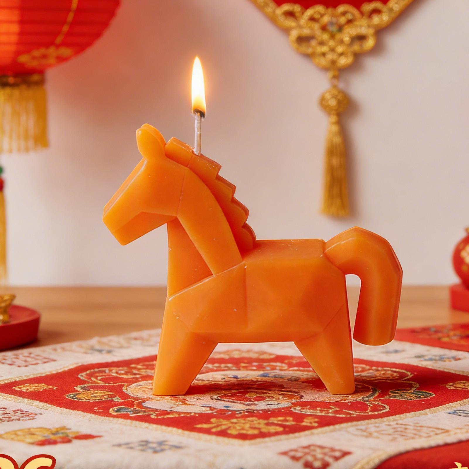 Beeswax Taper Candle - 馬の形の香り付きキャンドル伝統的な縁起の良い馬の装飾香り付きキャンドル寝室リビングルームデスクトップ女性女の子用