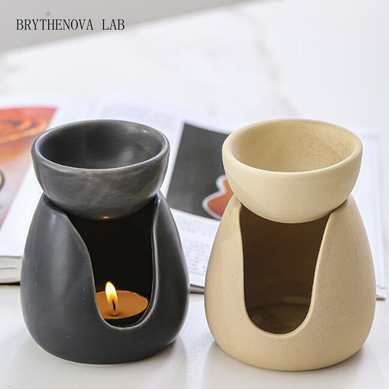 Home Fragrance Oils For Oil Burners - セラミックキャンドルアロマバーナーエッセンシャルオイル炉黄色黒色フレグランス香炉家の装飾用