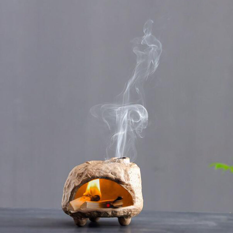 Home Fragrance Oils For Oil Burners - 粗い陶器エッセンシャルオイルバーナーパウサントアロマセラピーバーナー白檀の香り香炉屋内家の装飾