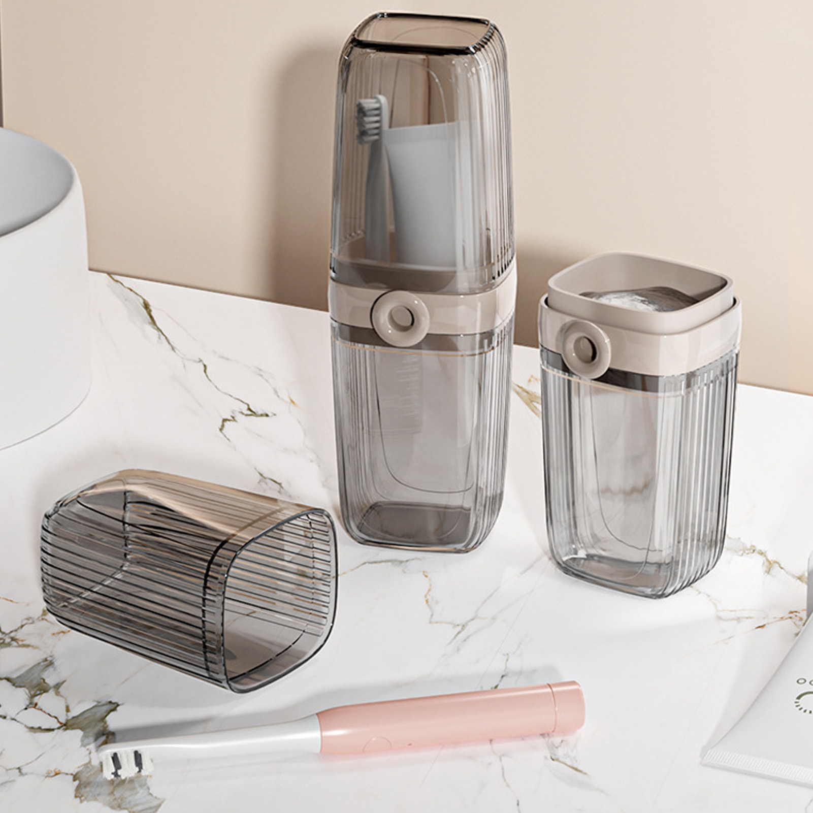 Home Fragrance Types - 携帯用マウスウォッシュカップソープボックス、ウォッシュカップ歯ブラシ収納ボックスセット、家庭用および旅行用歯科器具収納用品