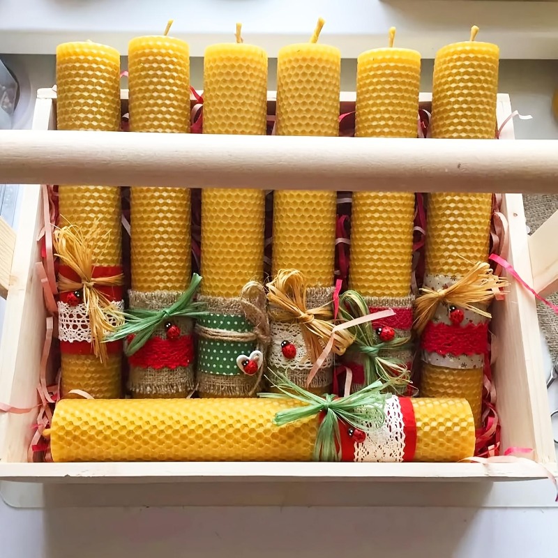 無限のキャンドルデザイン、蜜蝋シート10枚＋ドライフラワー付 - Beeswax Taper Candle のレビューと価格