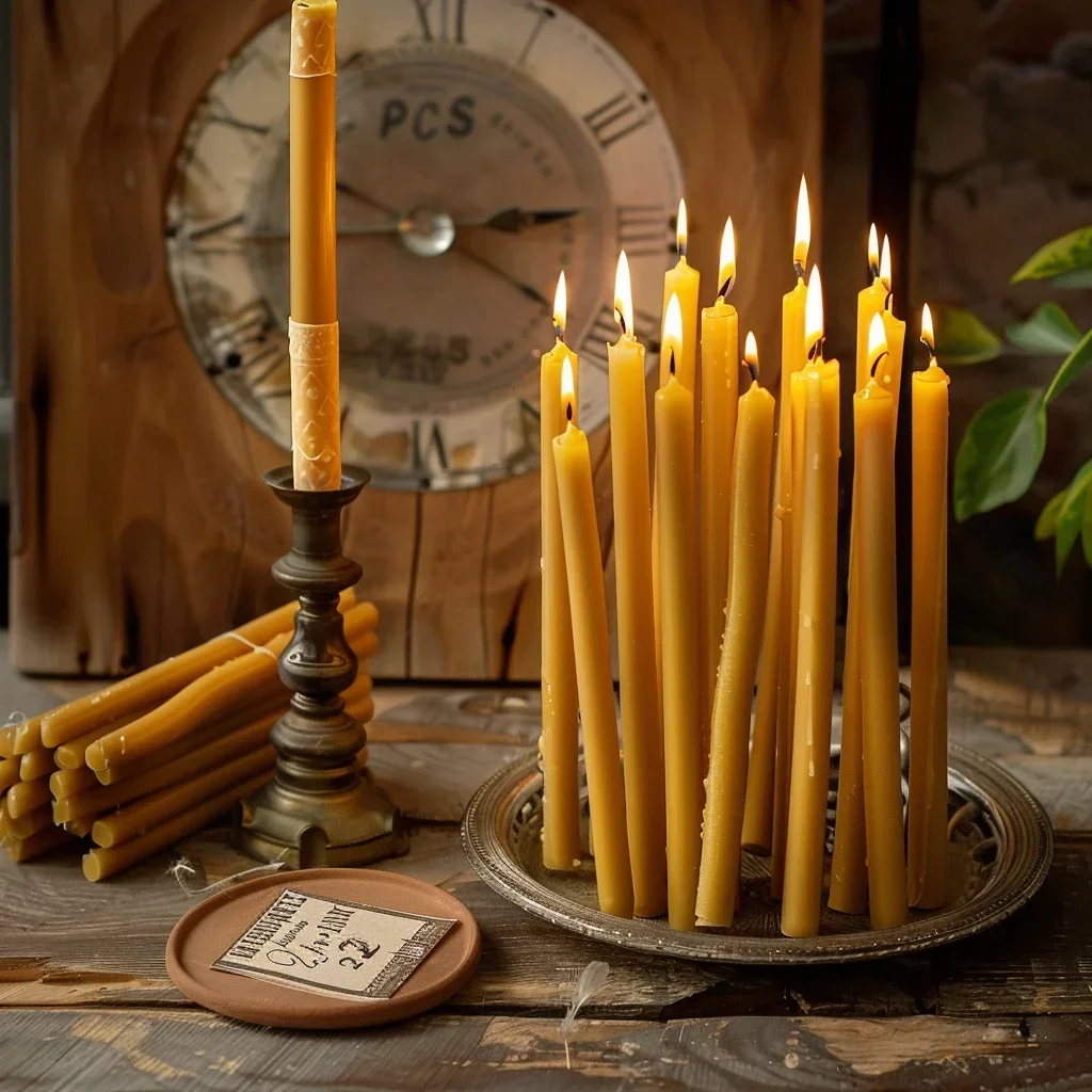 25 ピース/1 パックハヌカキャンドル天然蜜蝋ハヌカキャン - Beeswax Taper Candle のレビューと価格