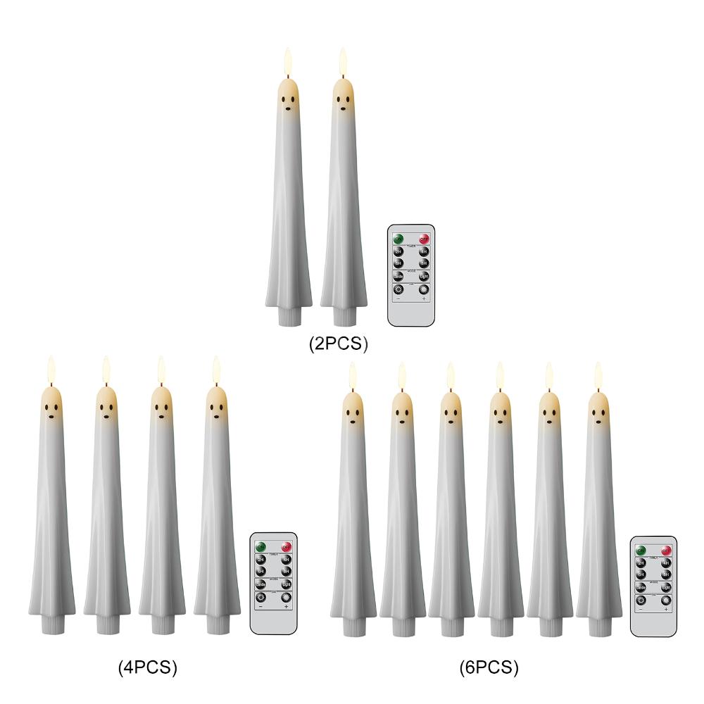 F5 ゴースト型のゴーストテーパーキャンドル 電池式の炎のな - Beeswax Taper Candle のレビューと価格