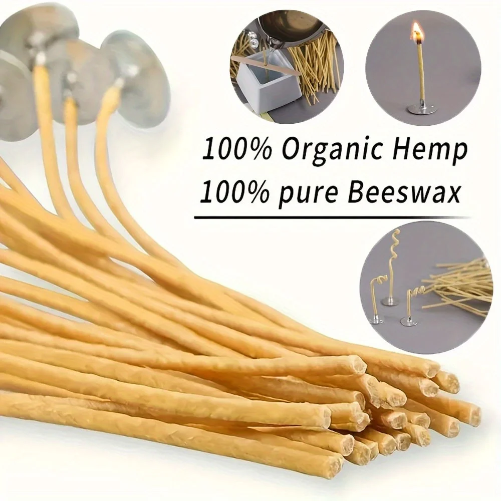 キャンドル芯 50 個 8 インチ麻キャンドル芯有機蜜蝋キャ - Beeswax Taper Candle のレビューと価格