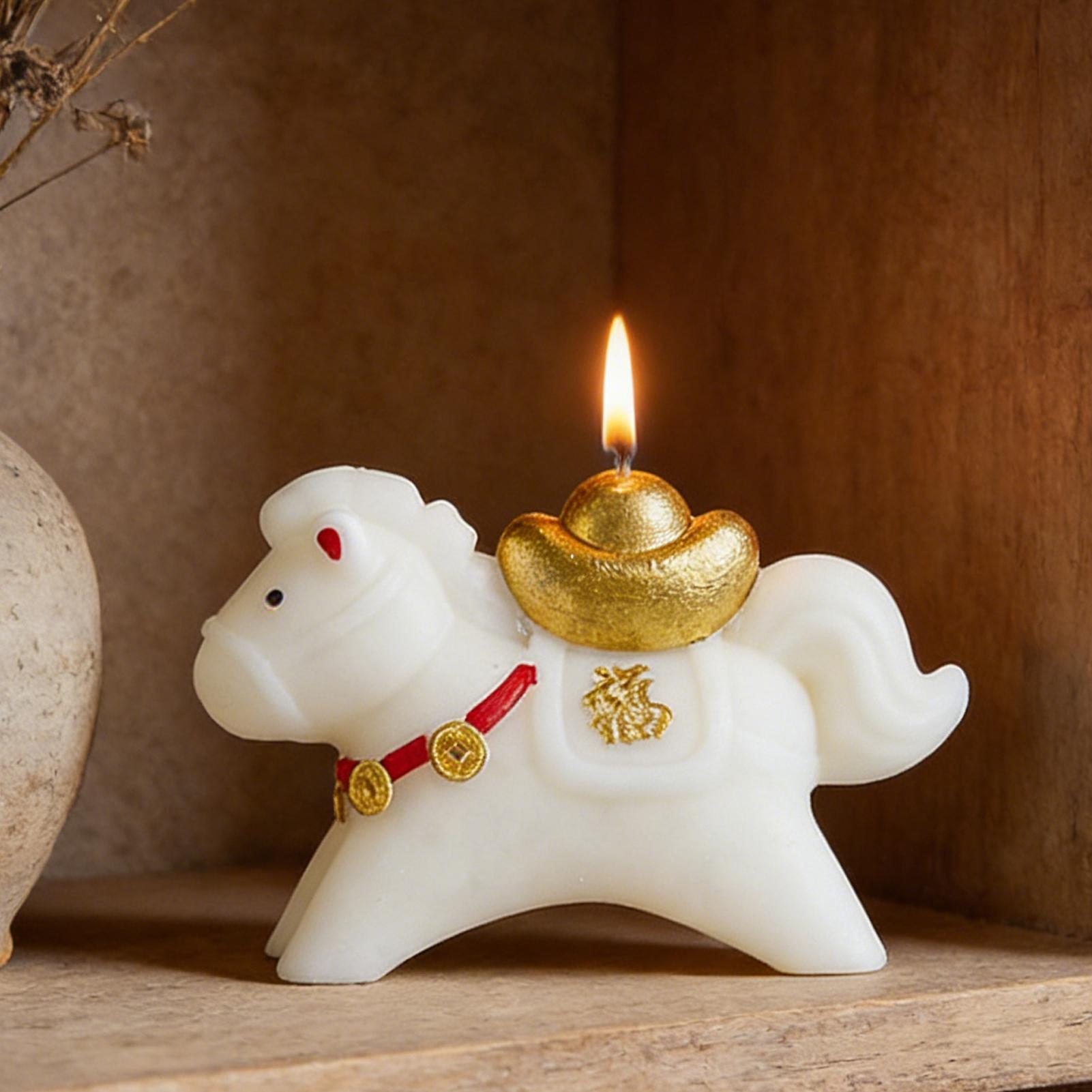 馬の形の香り付きキャンドル伝統的な縁起の良い馬の装飾香り付き - Beeswax Taper Candle のレビューと価格