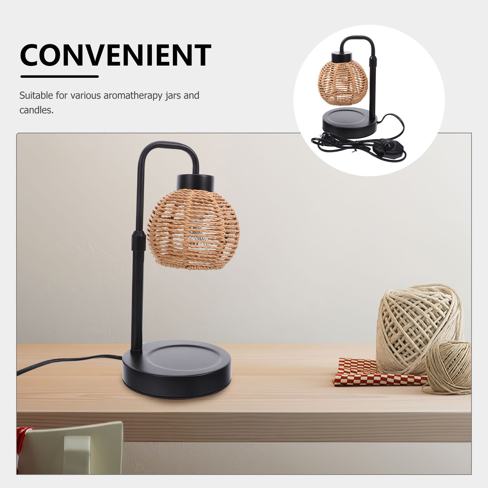 リネンシェード付き電気ワックスメルトウォーマーランプ、明るさ - Home Fragrance Scented Candle のレビューと価格