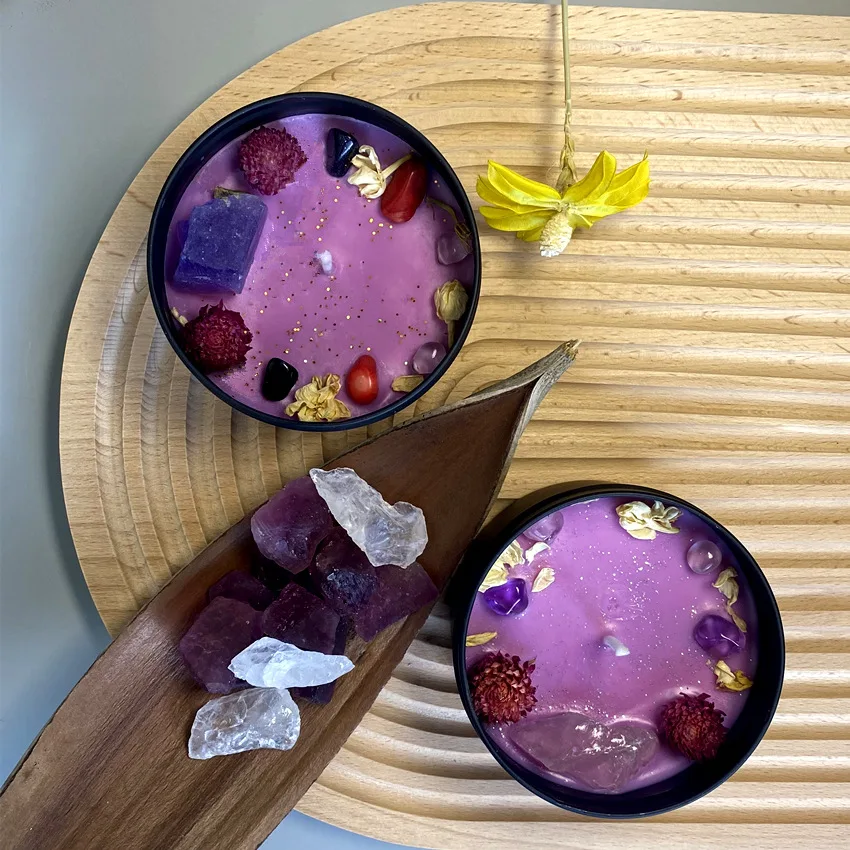 ドライフラワークリスタルストーンの香りのキャンドル、黒いブリ - Home Fragrance Scented Candle のレビューと価格