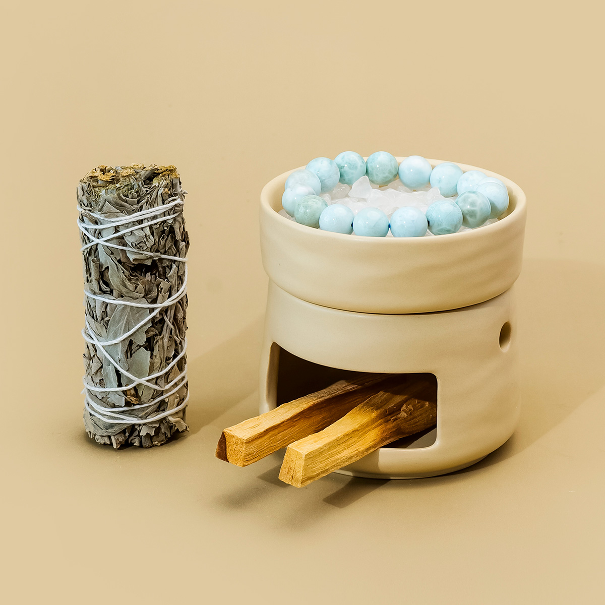 1セット天然クリスタルアロマストーン、セラミックアロマバーナ - Home Fragrance Oils For Oil Burners のレビューと価格