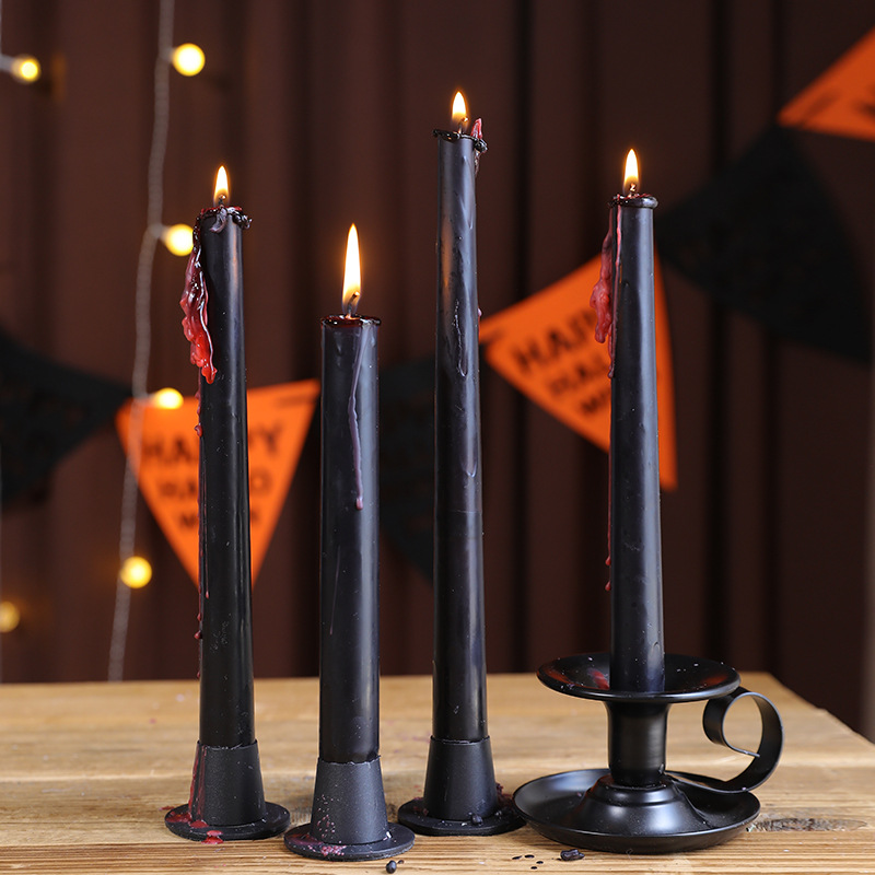 ゴシックスカルテーパーキャンドル秋ハロウィンブラックキャンド - Beeswax Taper Candle のレビューと価格