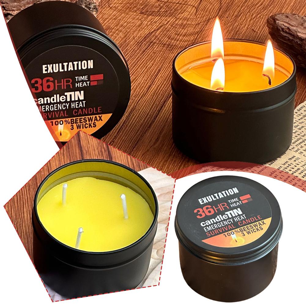 緊急キャンドル 36 時間 3 芯長持ちする蜜蝋サバイバルキ - Beeswax Taper Candle のレビューと価格